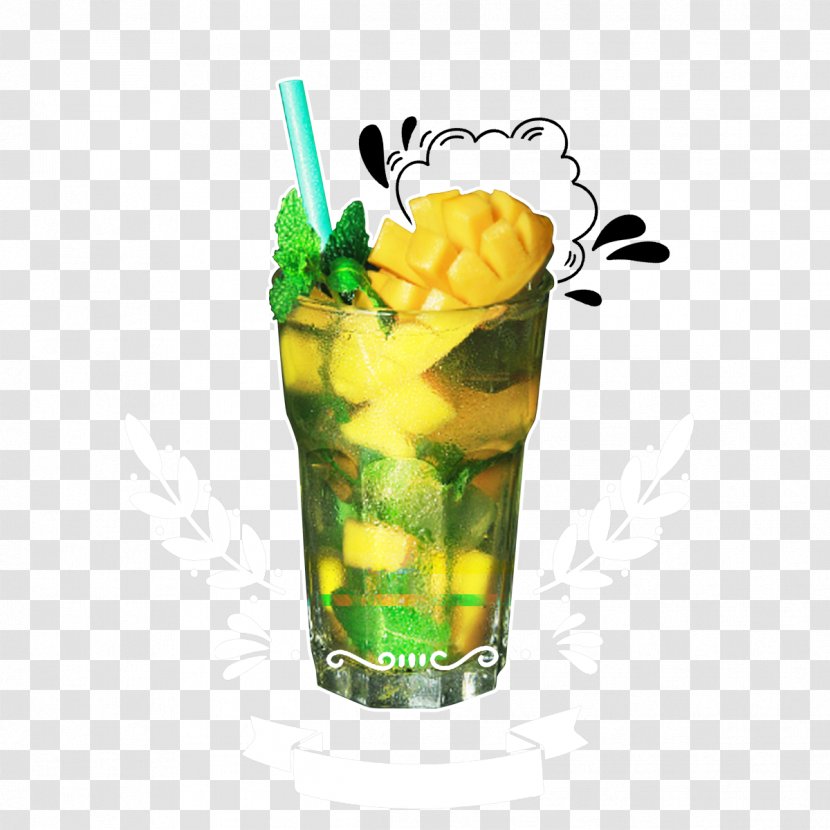 Green Tea Oolong Milk Mango - Ice Drink Transparent PNG