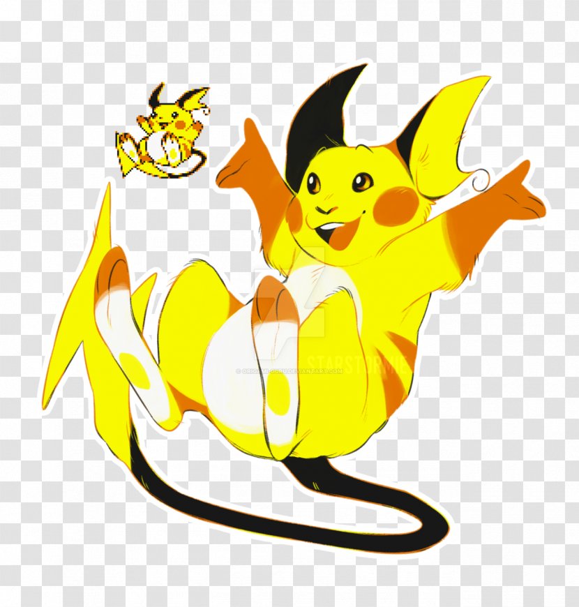 Pikachu Pokémon Red And Blue Raichu Yellow - Tail Transparent PNG