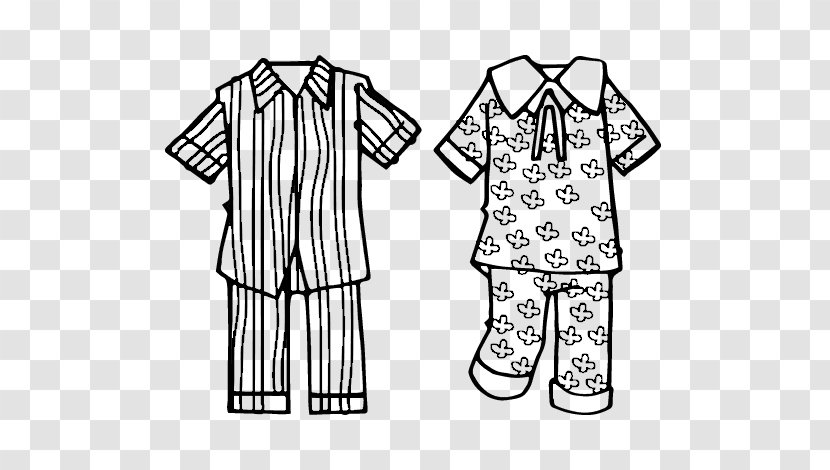 Pajamas Coloring Book Clothing Sleeve Line Art - Black - Pijamas Transparent PNG