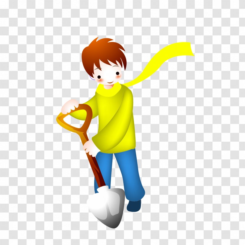 Clip Art - Boy - Shovel Transparent PNG