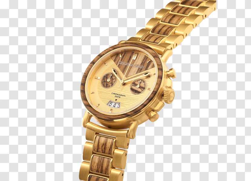 Watch Strap Gold Chronograph Wood Transparent PNG