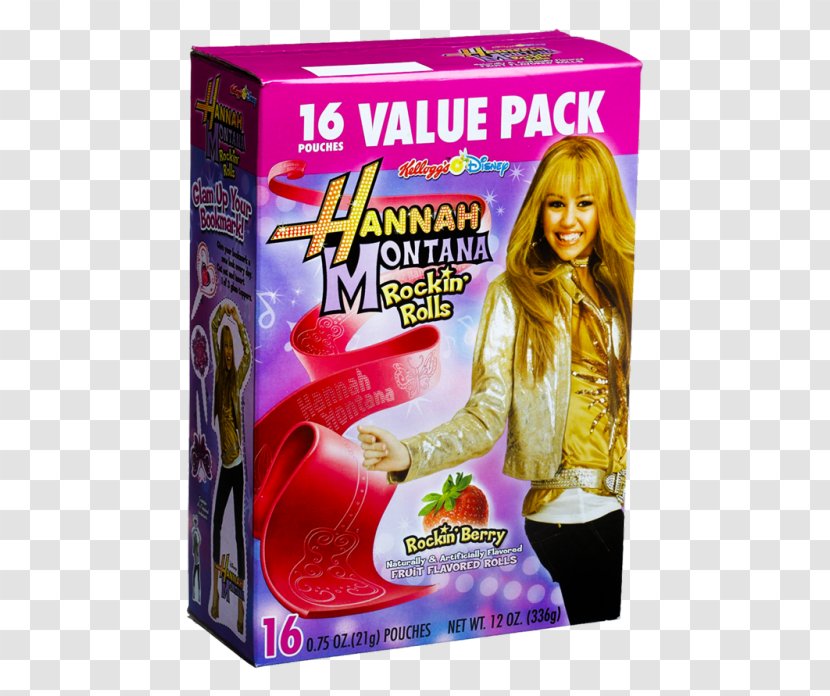 Miley Cyrus Hannah Montana Fruit Snacks Breakfast Cereal Roll-Ups - Cartoon Transparent PNG
