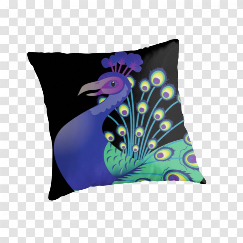 Throw Pillows Cushion Feather Textile - Blue Peacock Transparent PNG