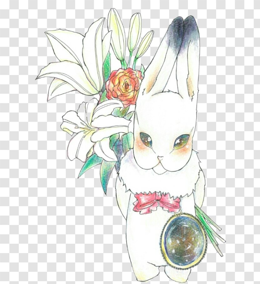 Rabbit Easter Bunny Insect Floral Design - Blooming Lilies Transparent PNG