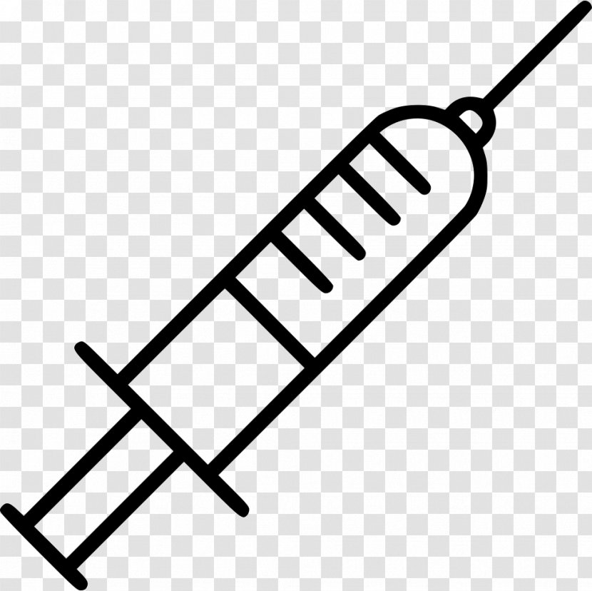 Syringe Hypodermic Needle Clip Art - Black And White Transparent PNG