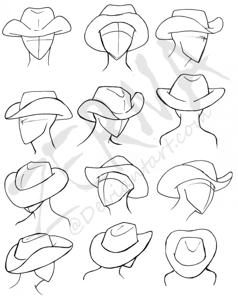 Drawing Cowboy Hat How-to - White - How To Draw A Transparent PNG