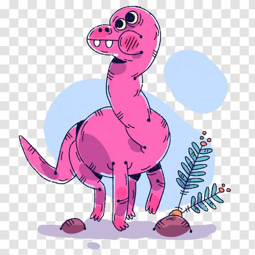 Dinosaur Cartoon Illustration - Pink Walking Transparent PNG