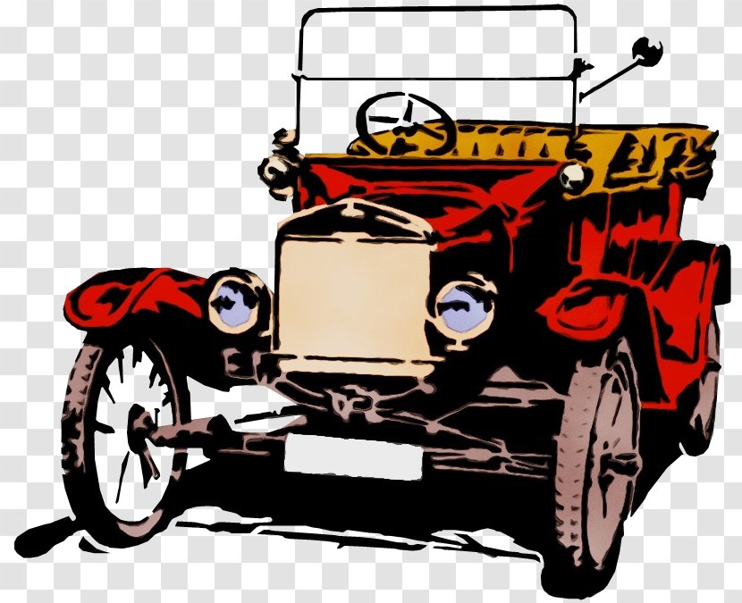 Land Vehicle Vintage Car Antique - Watercolor - Classic Hot Rod Transparent PNG