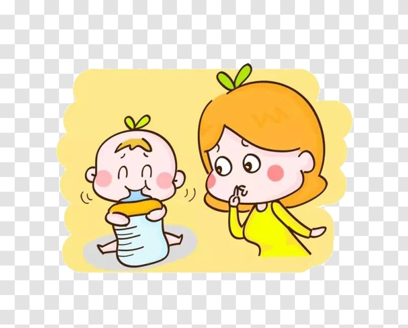 Milk Infant Eating Bottle - Happiness - Cartoon Baby Transparent PNG
