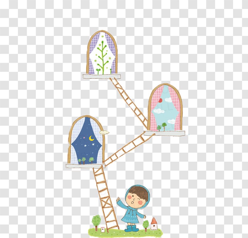 Window Stairs Cartoon - Creative Work - Ladders Transparent PNG