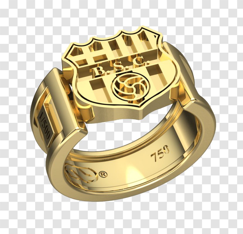 Ring Barcelona S.C. FC Gold Silver - Sc Transparent PNG