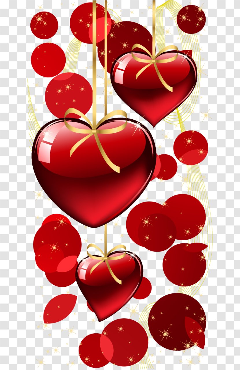 Heart Valentine's Day Clip Art - Fruit - Red Hanging Hearts And Dots Decor PNG Clipart Transparent PNG