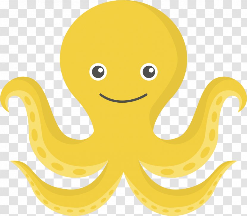 Octopus Yellow Cartoon Line Marine Invertebrates - Smile Transparent PNG