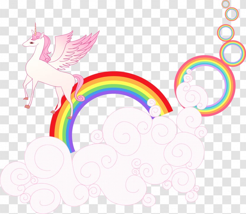 Unicorn Rainbow Clip Art - Pink - Vector White Clouds On The Transparent PNG