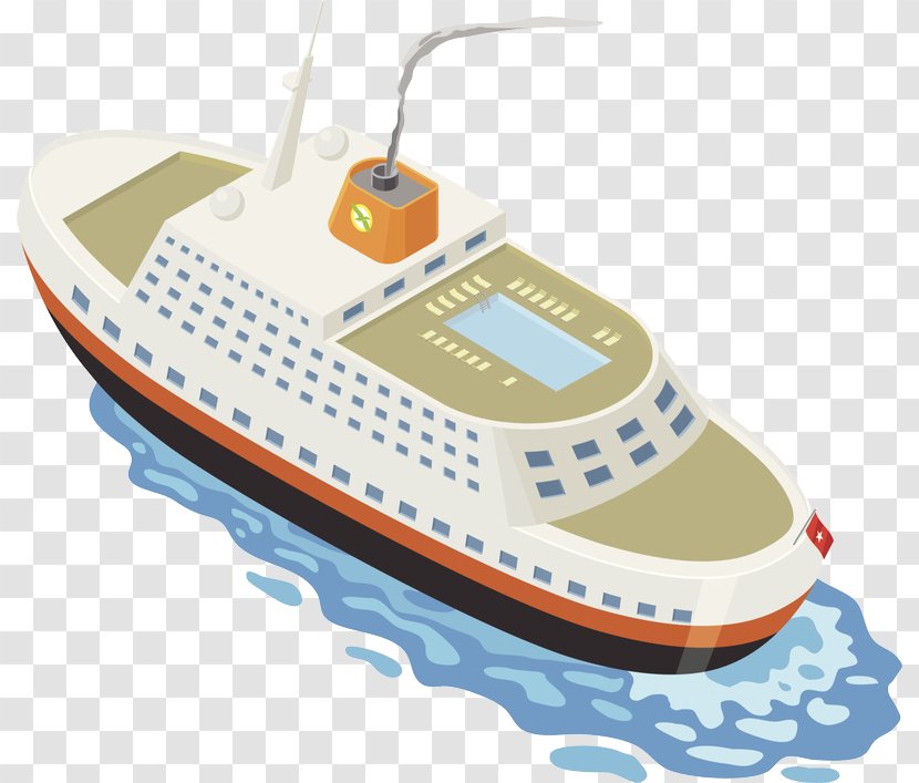 Yacht Ship Clip Art - Water Transportation - Top View Angle Of Ferry Transparent PNG