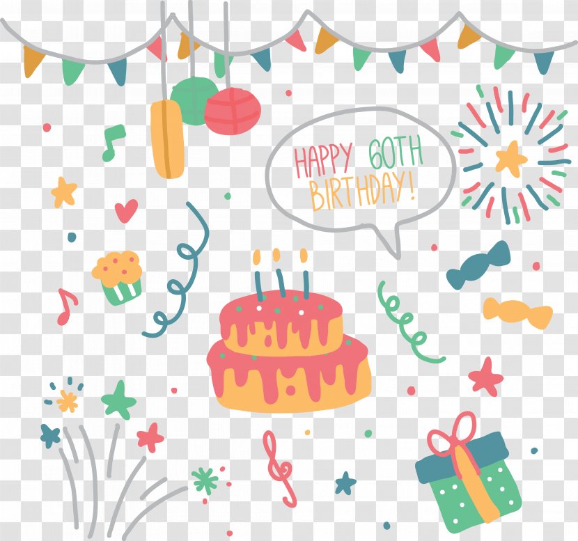 Celebrate Birthday Cards With Colorful Cake Stars - Text - Pattern Transparent PNG