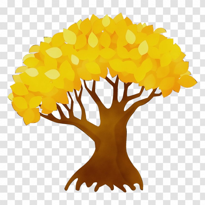 Yellow Tree Clip Art Plant - Wet Ink Transparent PNG