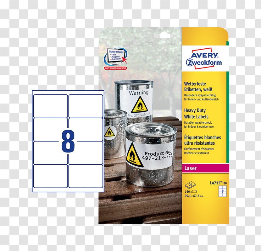 Label Paper Avery Dennison Laser - White - Etikett Transparent PNG