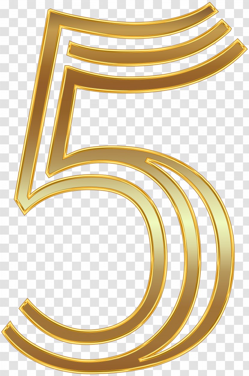 Number Gold Clip Art - Metallic Color - Five Image Transparent PNG