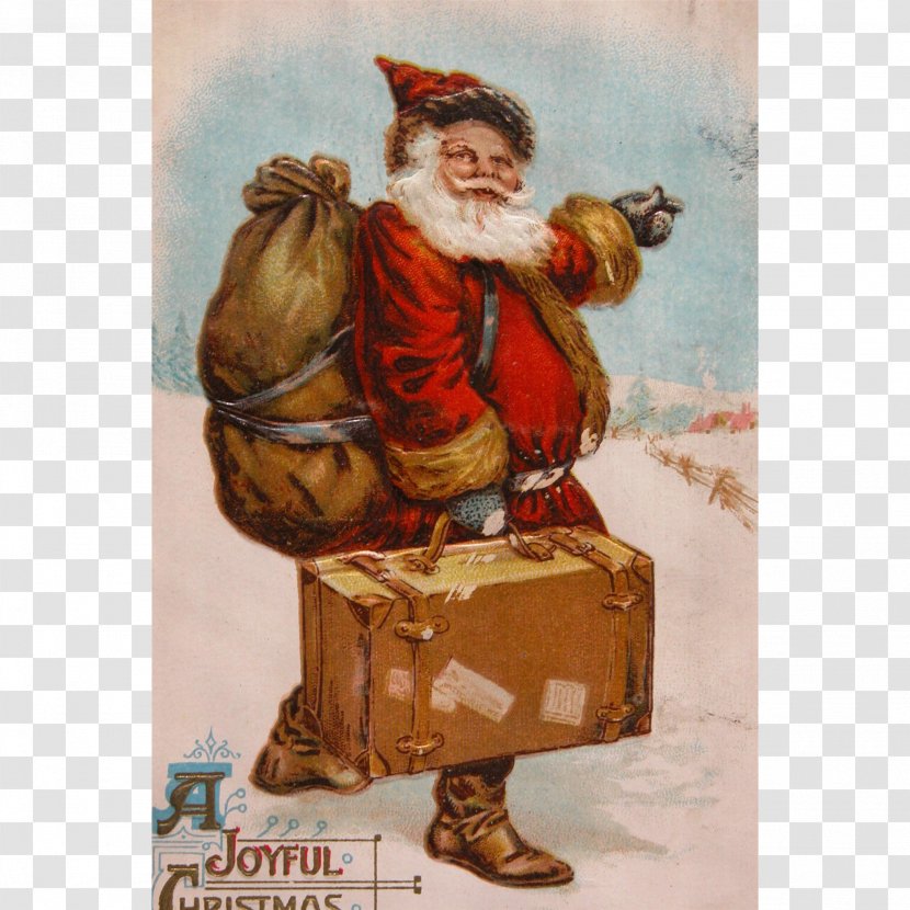 Santa Claus Christmas Card Post Cards Workaholic Productions - Suitcase Transparent PNG