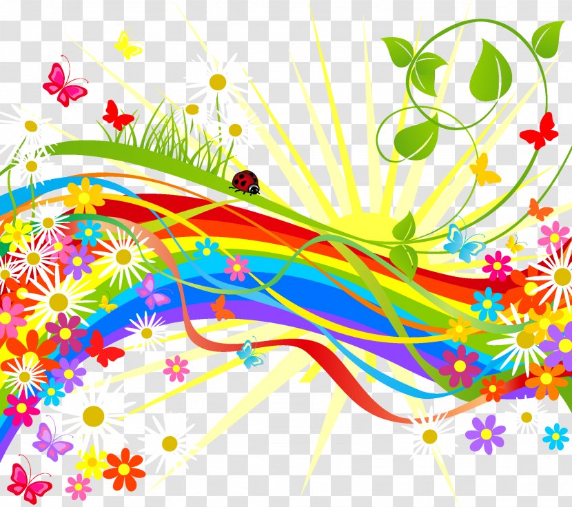 Flower Illustration - Art - Colorful Stripes Transparent PNG