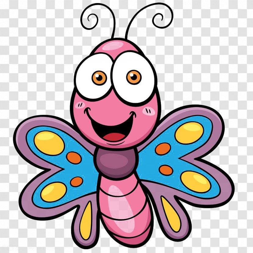 Butterfly Cartoon Drawing Clip Art - Pink - Silkworm Pupa Transparent PNG