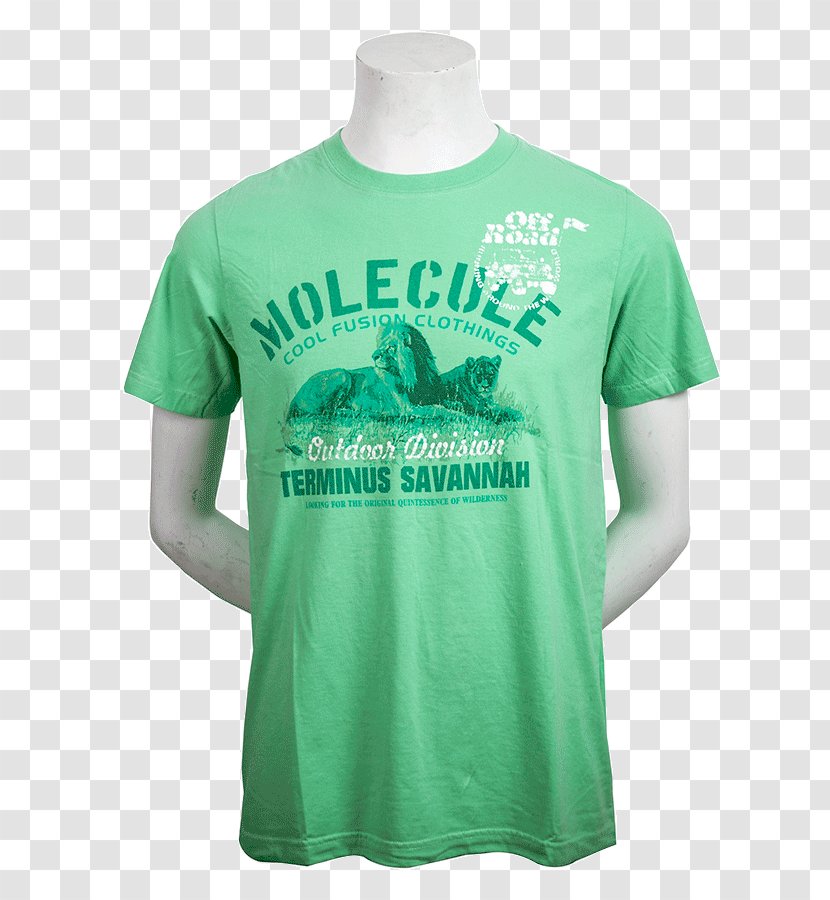 T-shirt Green Blue Molecule White - Sleeve Transparent PNG