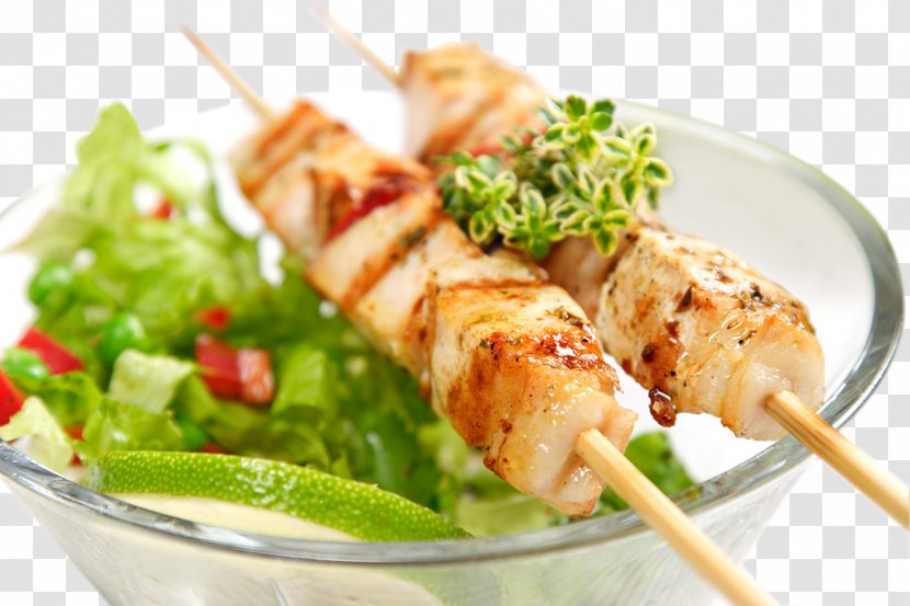 Barbecue Pig Roast Cafe Iranian Cuisine Take-out - Souvlaki - Kebabs And Vegetable Salad Transparent PNG