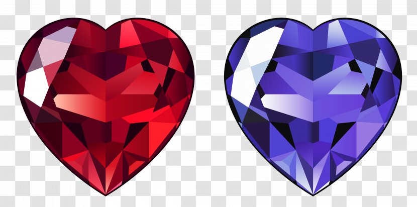 Diamond Gemstone Heart Clip Art - Color - Transparent Hearts Clipart Transparent PNG