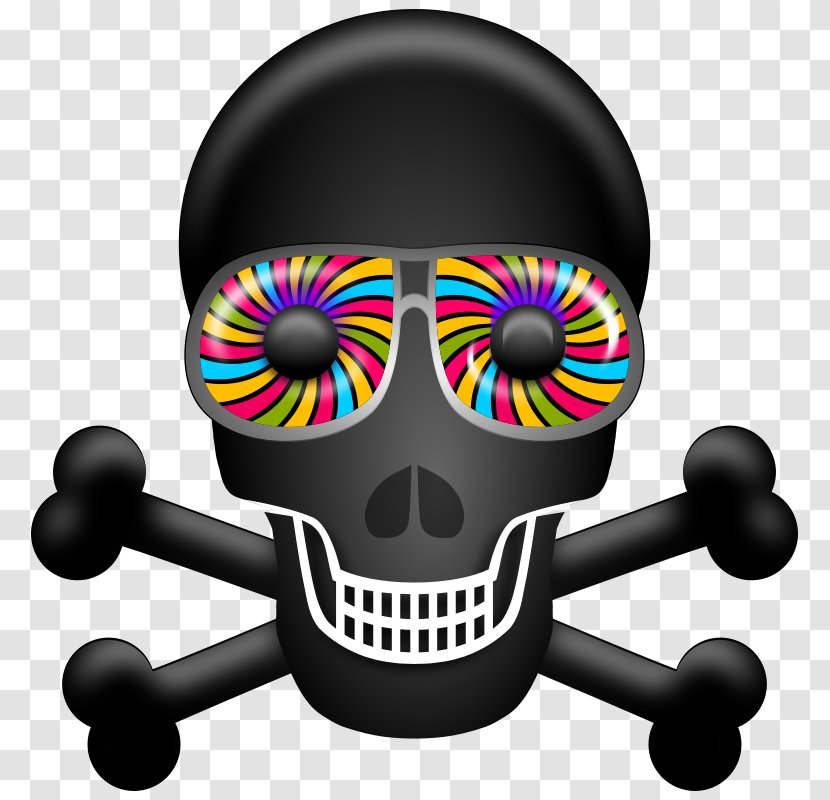 Skull & Bones T-shirt Psychedelic Art Clip - Bone - Skulls Cliparts Transparent PNG