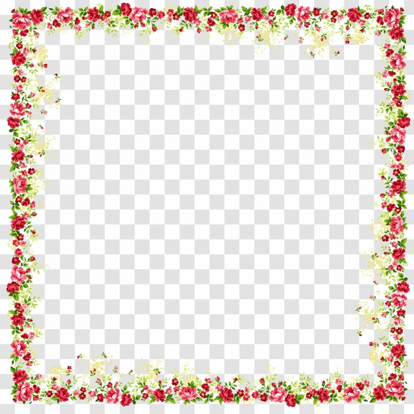 Borders And Frames Picture Frame Flower Clip Art - Floral Design - Four Sides Transparent PNG