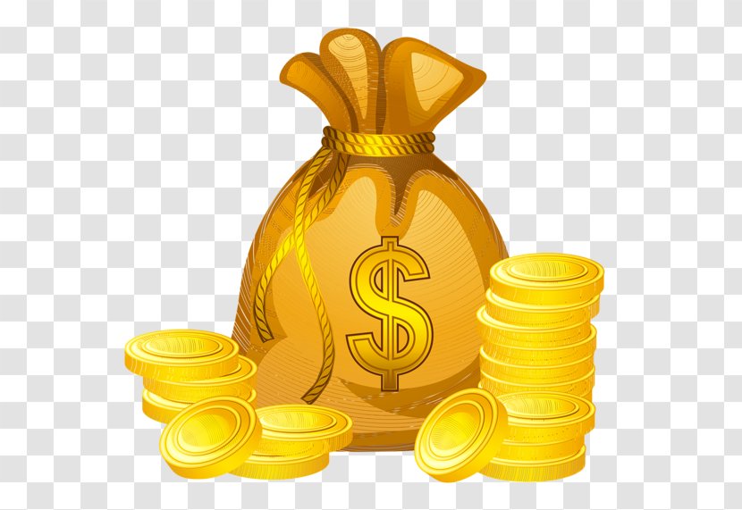 Money Bag Clip Art - Yellow - Gold Coins Transparent PNG