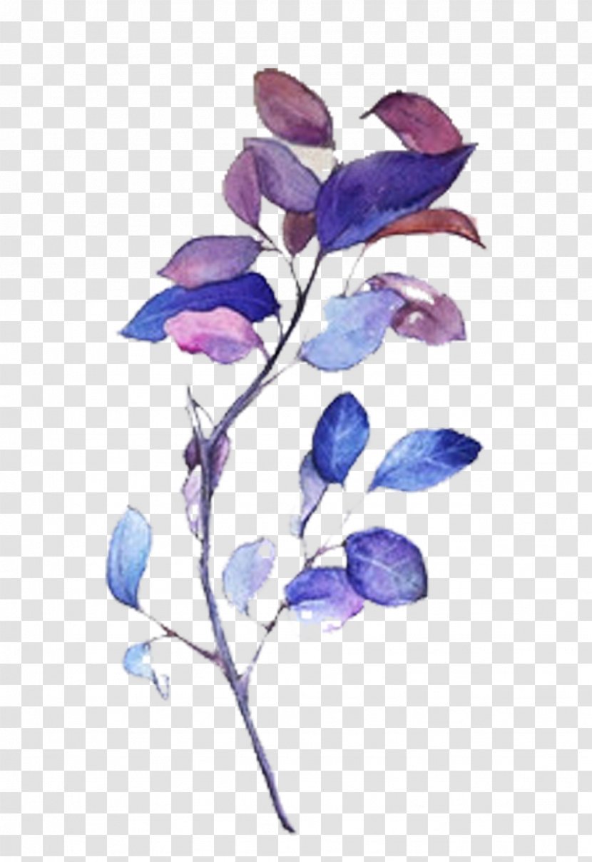 Tints And Shades Watercolor Painting - Leaf - Cool Colors Leaves Picture Material Transparent PNG