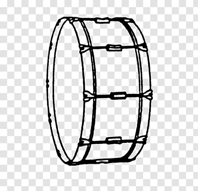 Bass Drums Marching Band Drawing Clip Art - Black And White - Drum Transparent PNG