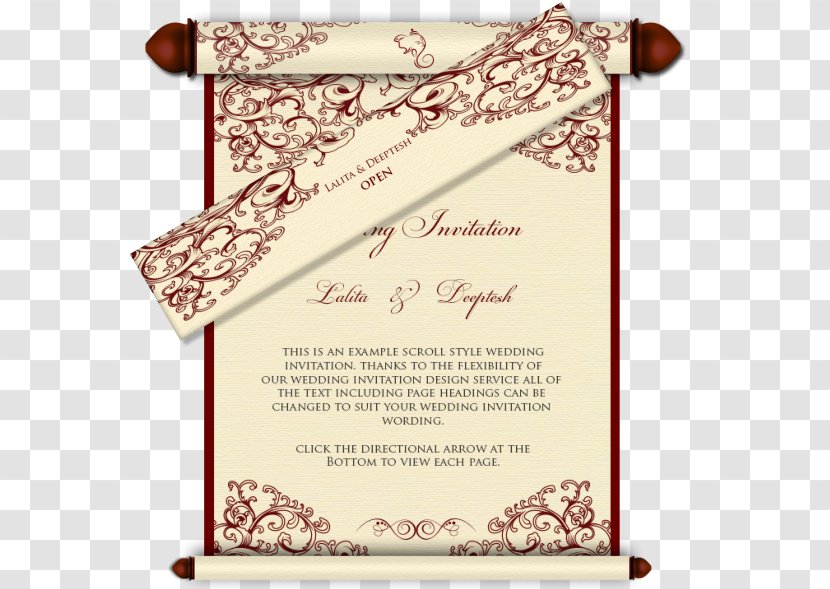 Wedding Invitation India Scroll Hindu - Rsvp - Card Transparent PNG