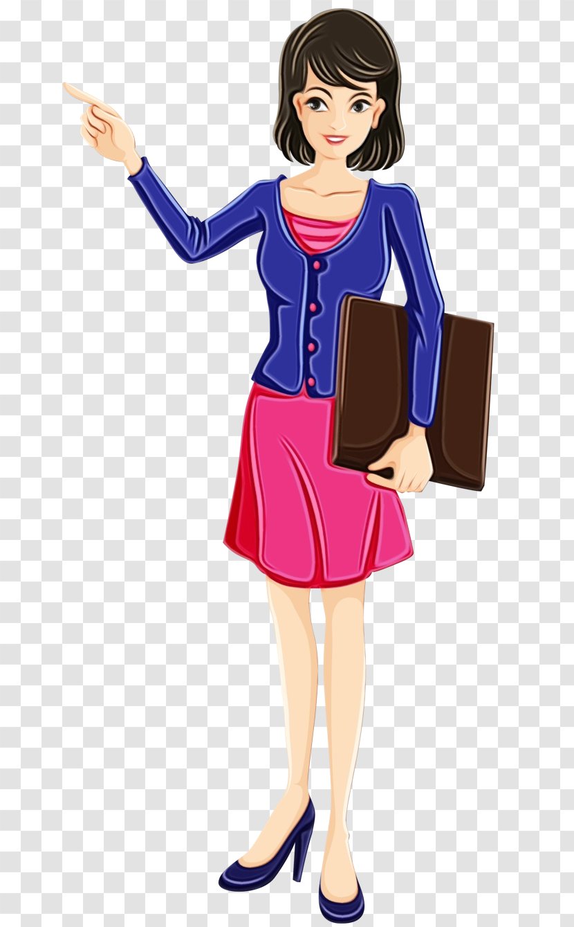 Clothing Cartoon Fashion Illustration Standing Electric Blue - Style - Flight Attendant Transparent PNG