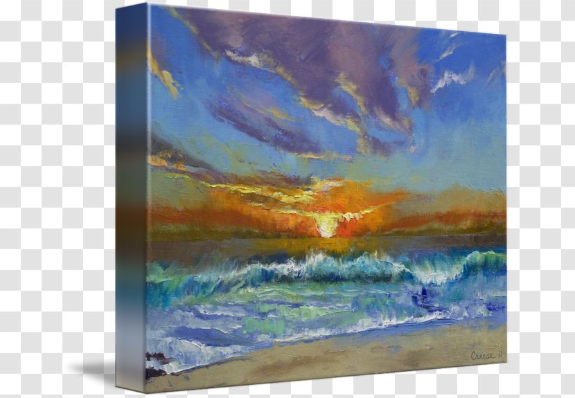 Watercolor Painting Malibu Canvas Print - Wave - Beach Transparent PNG