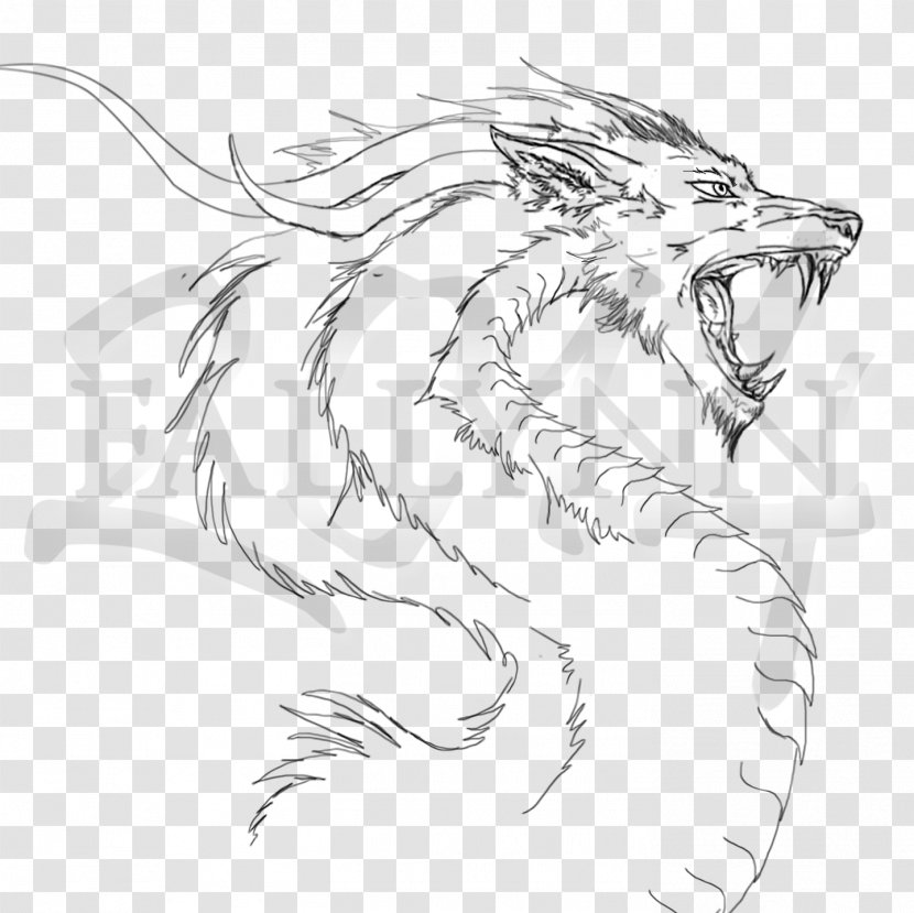 Dragon Legendary Creature Line Art Drawing Sketch - Monochrome Photography Transparent PNG
