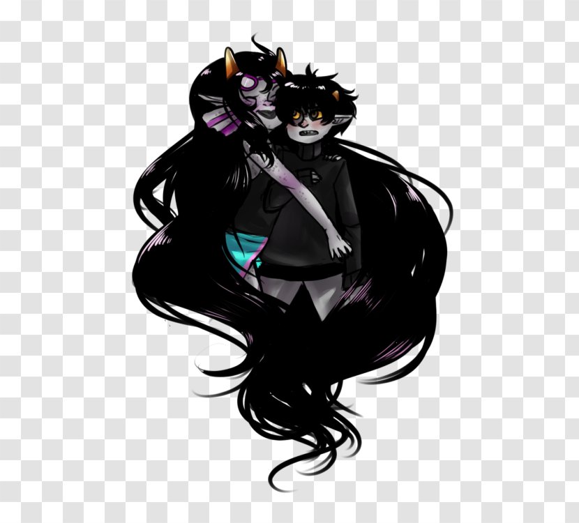 Cat Illustration Black Hair Supervillain Purple - Cartoon - Feferi Peixes Horns Transparent PNG