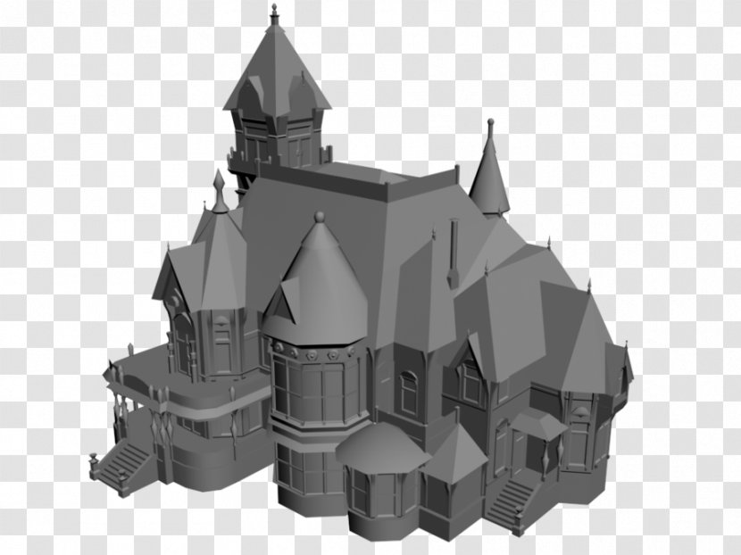 Middle Ages Facade Architecture Turret Product Design - Black And White - Low Poly Models Transparent PNG