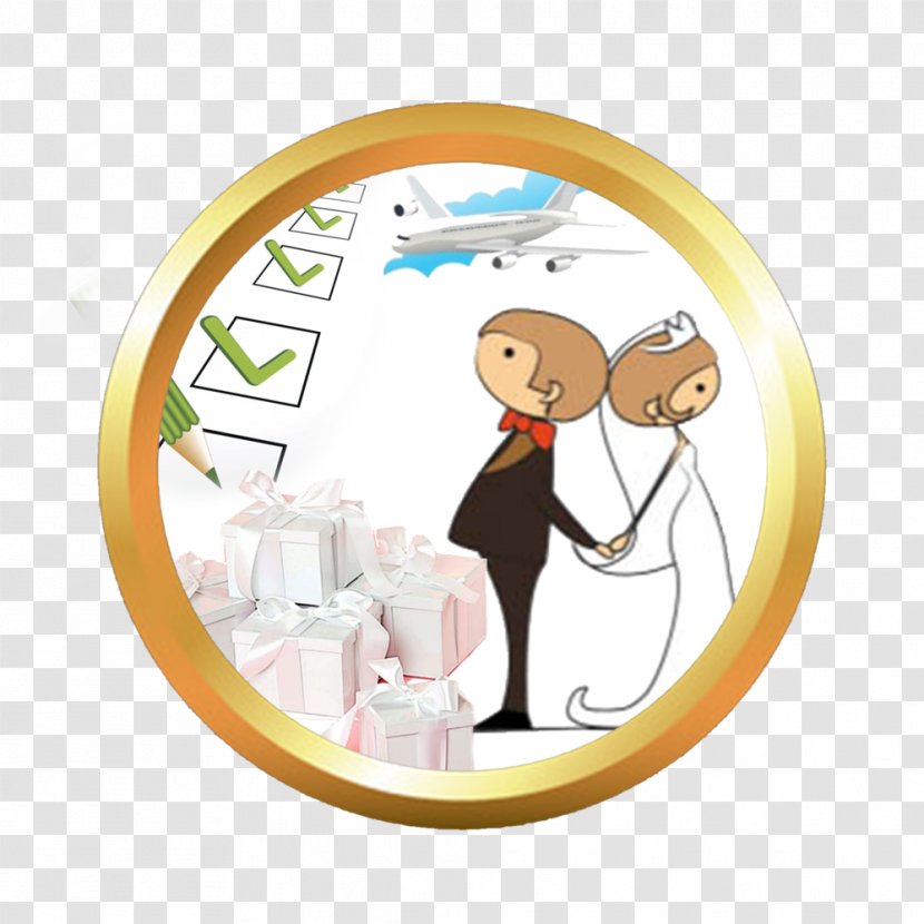 Wedding Cartoon Illustration Drawing Bride - Marriage - Clock Transparent PNG