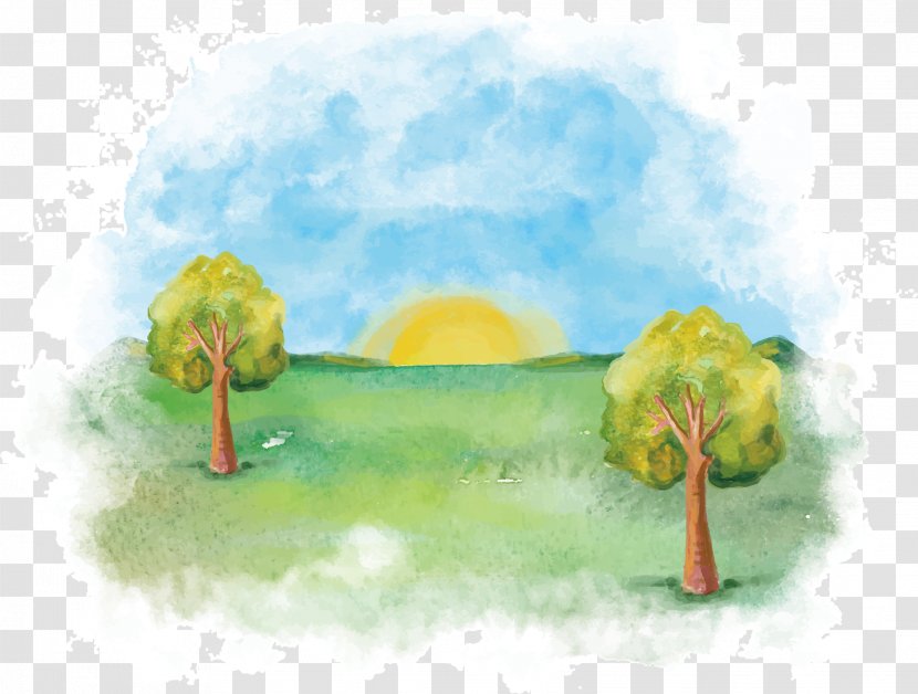 Watercolor Forest Vector - Yellow - Green Transparent PNG