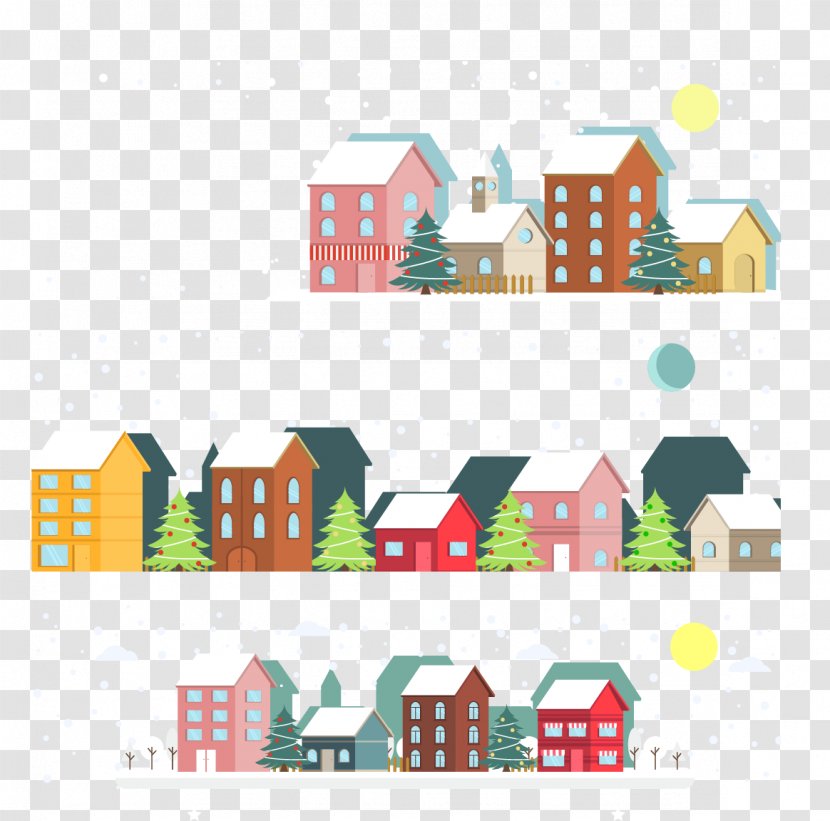 Google Street View Search Illustration - Small Colored Houses Winter Transparent PNG
