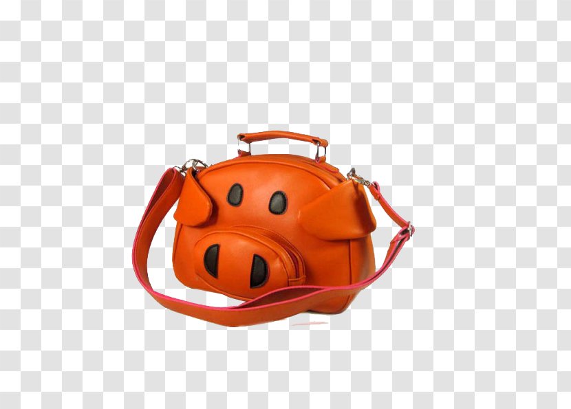 Pig Nose - Designer - Orange Belt With Piggy Bank Bag Transparent PNG
