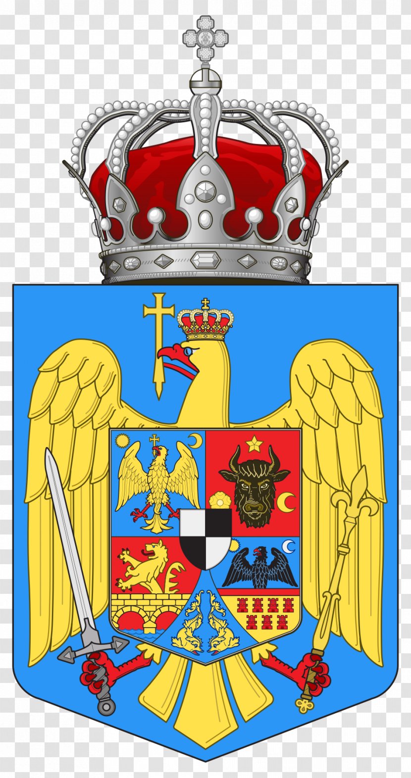 Kingdom Of Romania Coat Arms United Principalities Moldavia And Wallachia - Hohenzollernsigmaringen - Socialist Republic Transparent PNG