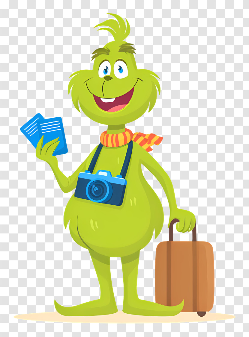 Grinch Tourist - Green Smiling Traveler With Camera Transparent PNG
