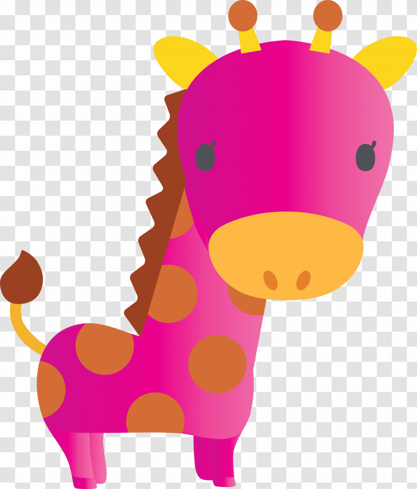 Giraffe Pink Giraffidae Cartoon Snout Transparent PNG