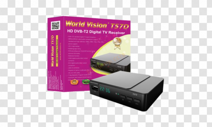 DVB-T2 World Vision International Set-top Box Digital Television Video Broadcasting - Tuner - Tv Cards Adapters Transparent PNG