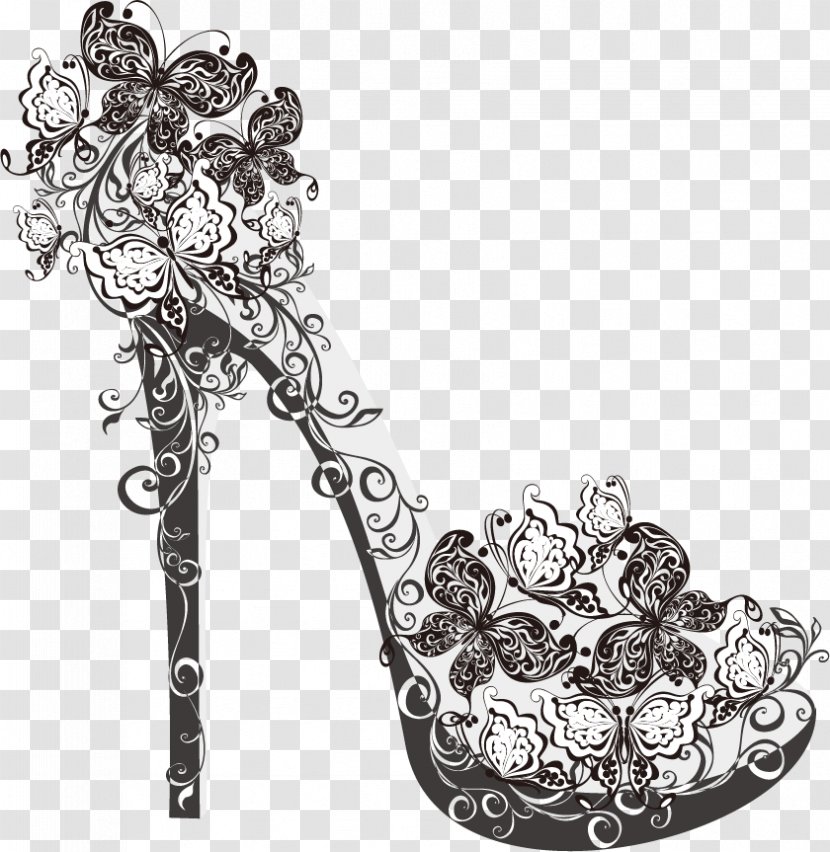 High-heeled Shoe Royalty-free - Butterfly Flowers Transparent PNG