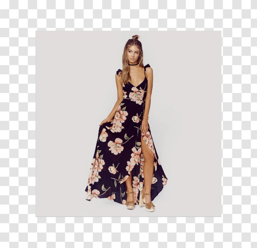 Backless Dress Neckline Maxi Fashion - Flower Transparent PNG